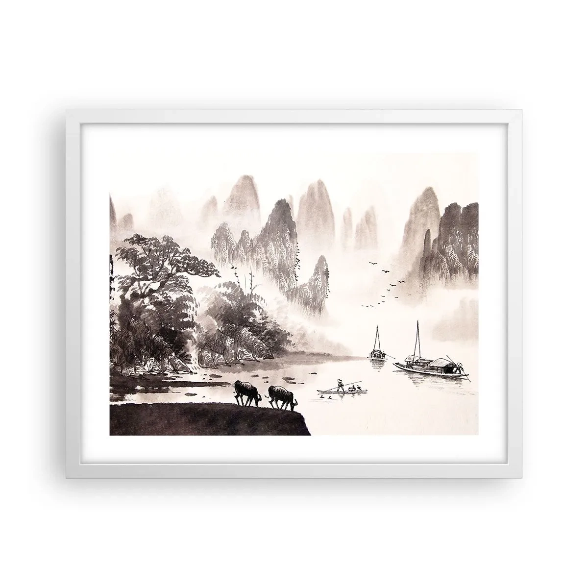 Plakat i hvid ramme - Østens eksotiske hverdag - 50x40 cm