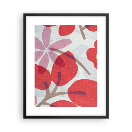 Plakat i sort ramme - Blomsterkomposition i pink - 40x50 cm