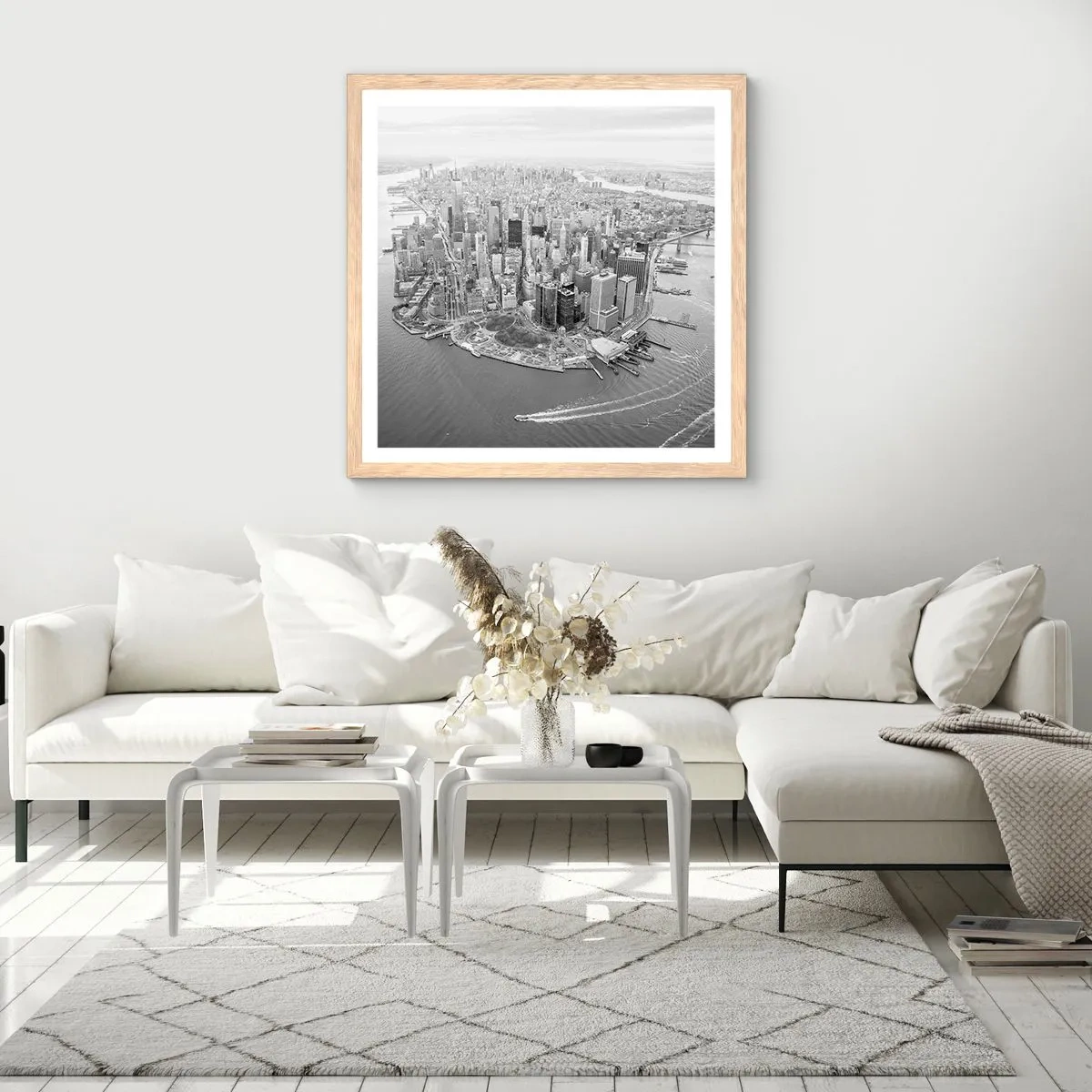 Plakat i ramme af lyst egetræ - Hvordan kan man ikke elske? - 50x50 cm