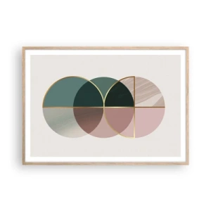 Plakat i ramme af lyst egetræ - Hjul for hjul… - 100x70 cm