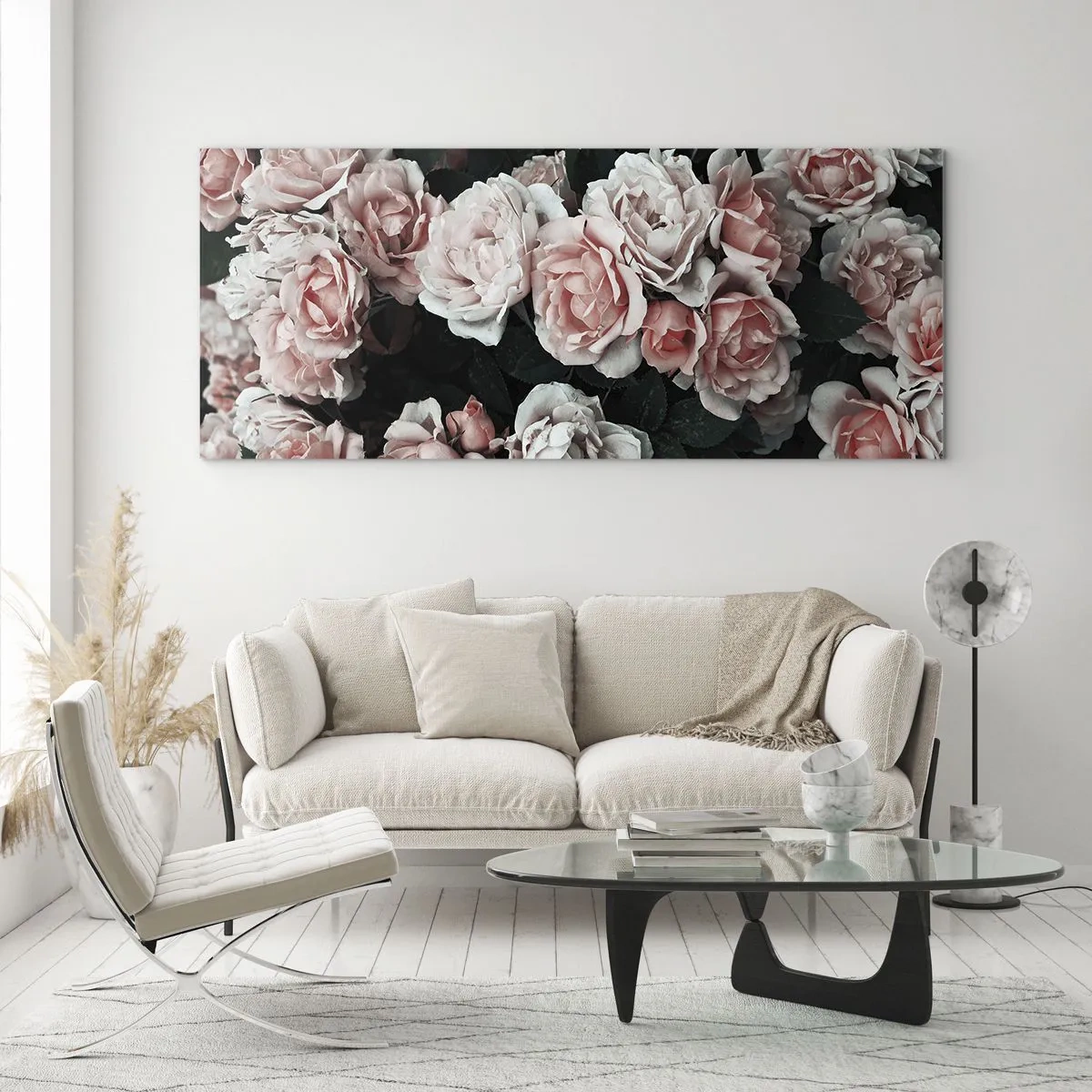 Billede på glas - Lyserød ansamble - 100x40 cm