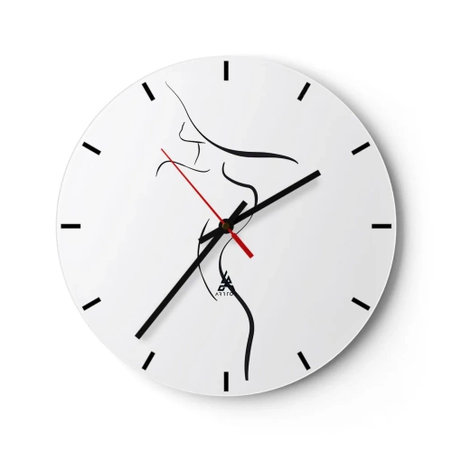 Vægur, Uret - Minimalistisk omrids af en kvindekrop på en hvid baggrund - 30x30cm - Flygtig som en bølge - Moderne vægdekoration til stue, køkken og soveværelse ARTTOR