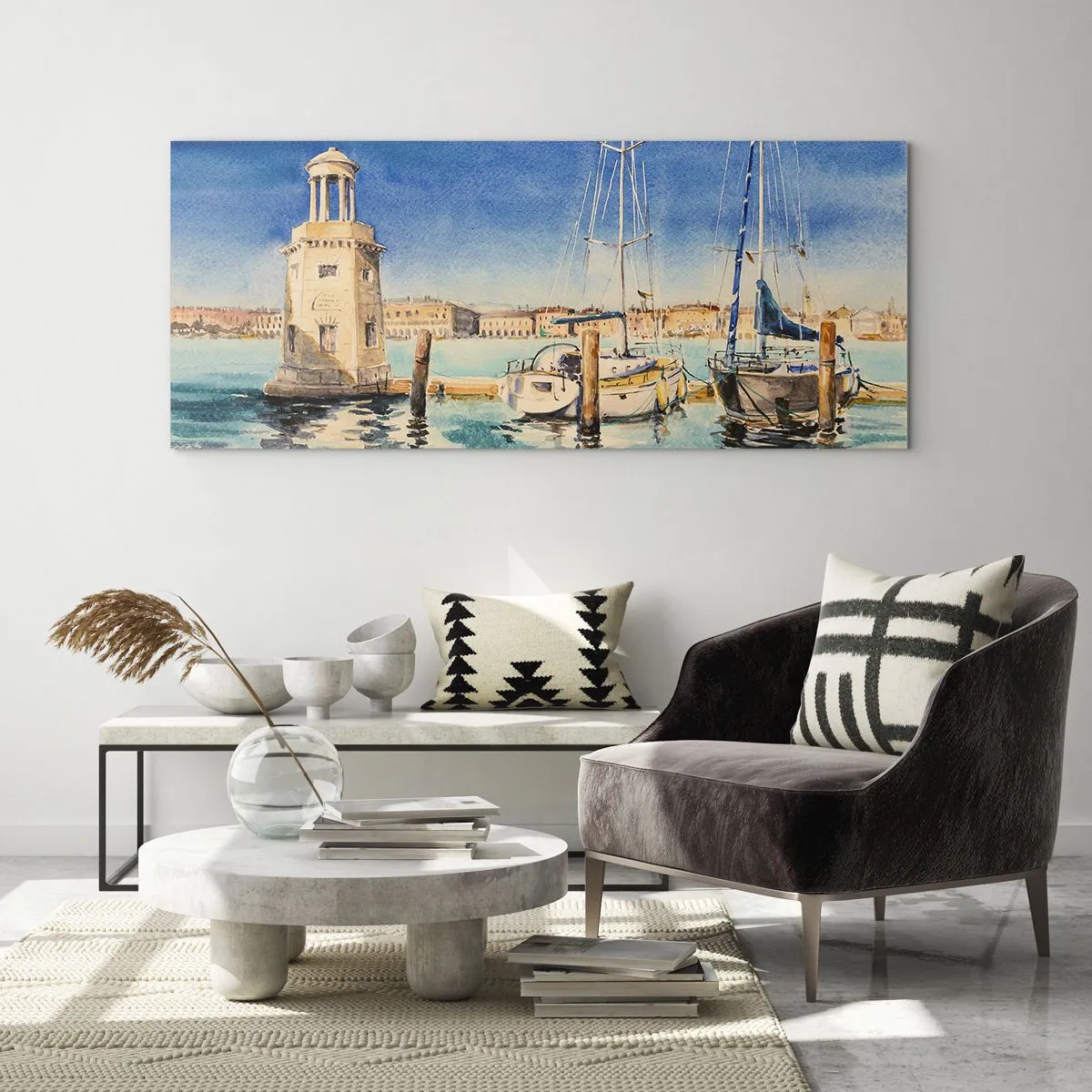 Billede på glas - Solrig lagune - 160x50 cm