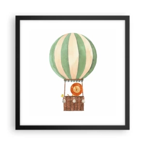 Plakat i sort ramme - Leons rejser - 40x40 cm