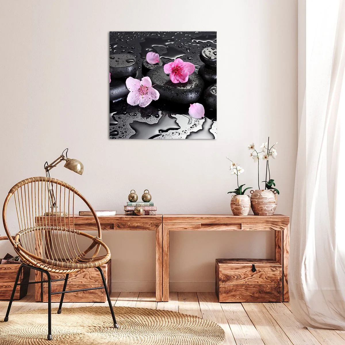 Lærredstryk - Billede på lærred - Og stenen falder fra hjertet - 70x70 cm