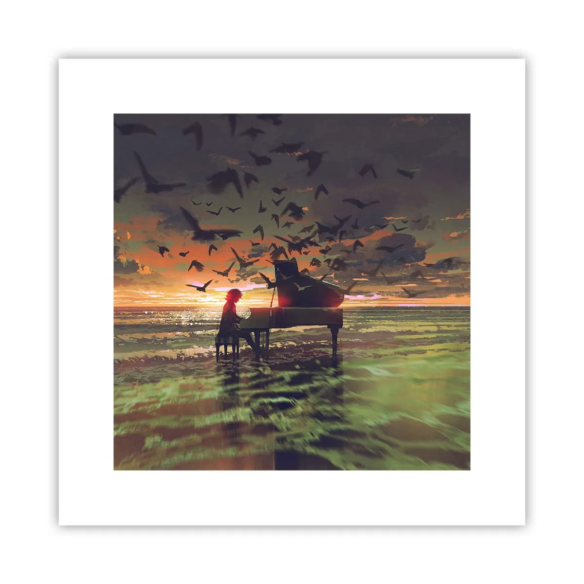 Plakat - Koncert for klaver og bølger - 30x30 cm