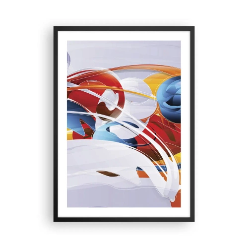 Plakat i sort ramme - Farverig abstraktion med dynamiske former - 50x70cm - Elementernes dans - Moderne vægdekoration til stue og soveværelse ARTTOR
