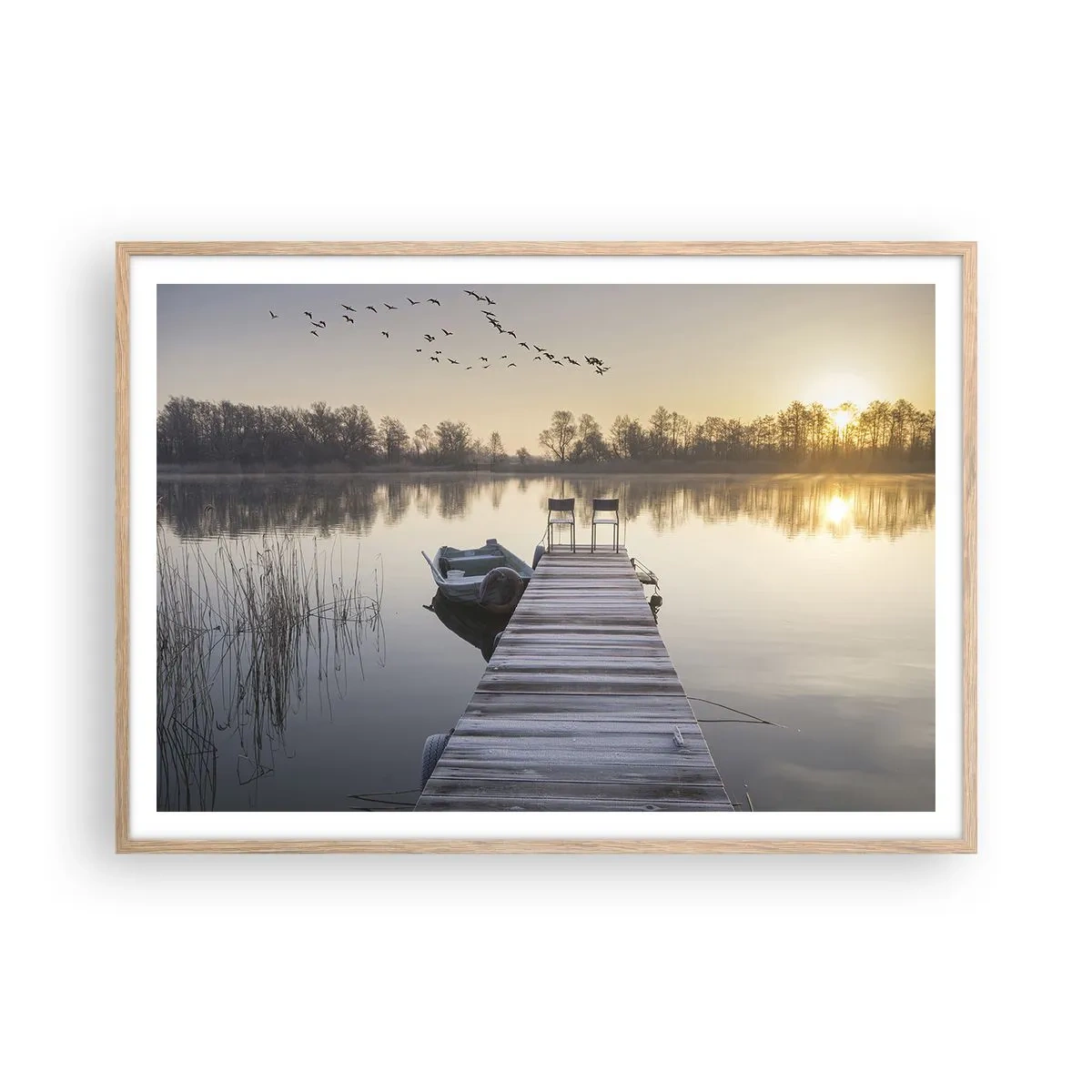 Plakat i ramme af lyst egetræ - Jeg kommer tilbage om et stykke tid - 100x70 cm