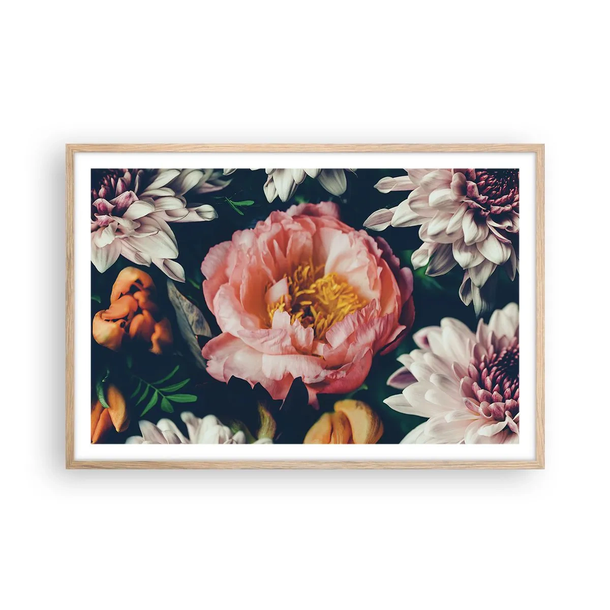 Plakat i ramme af lyst egetræ - Med barok pragt - 91x61 cm
