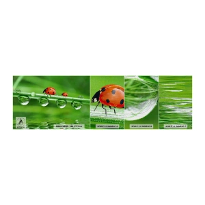 Prøve Fototapet Premium Canvas - På farten hele sommeren - Mariehøne, En dråbe vand, Natur - 100x30 cm