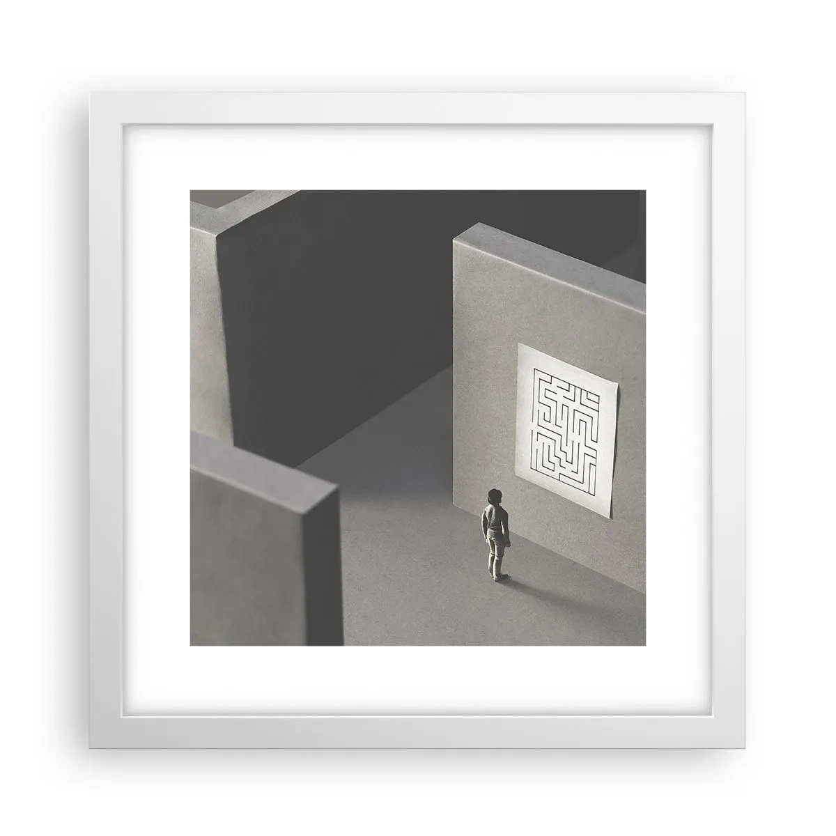 Plakat i hvid ramme - Men hvor er jeg? - 30x30 cm