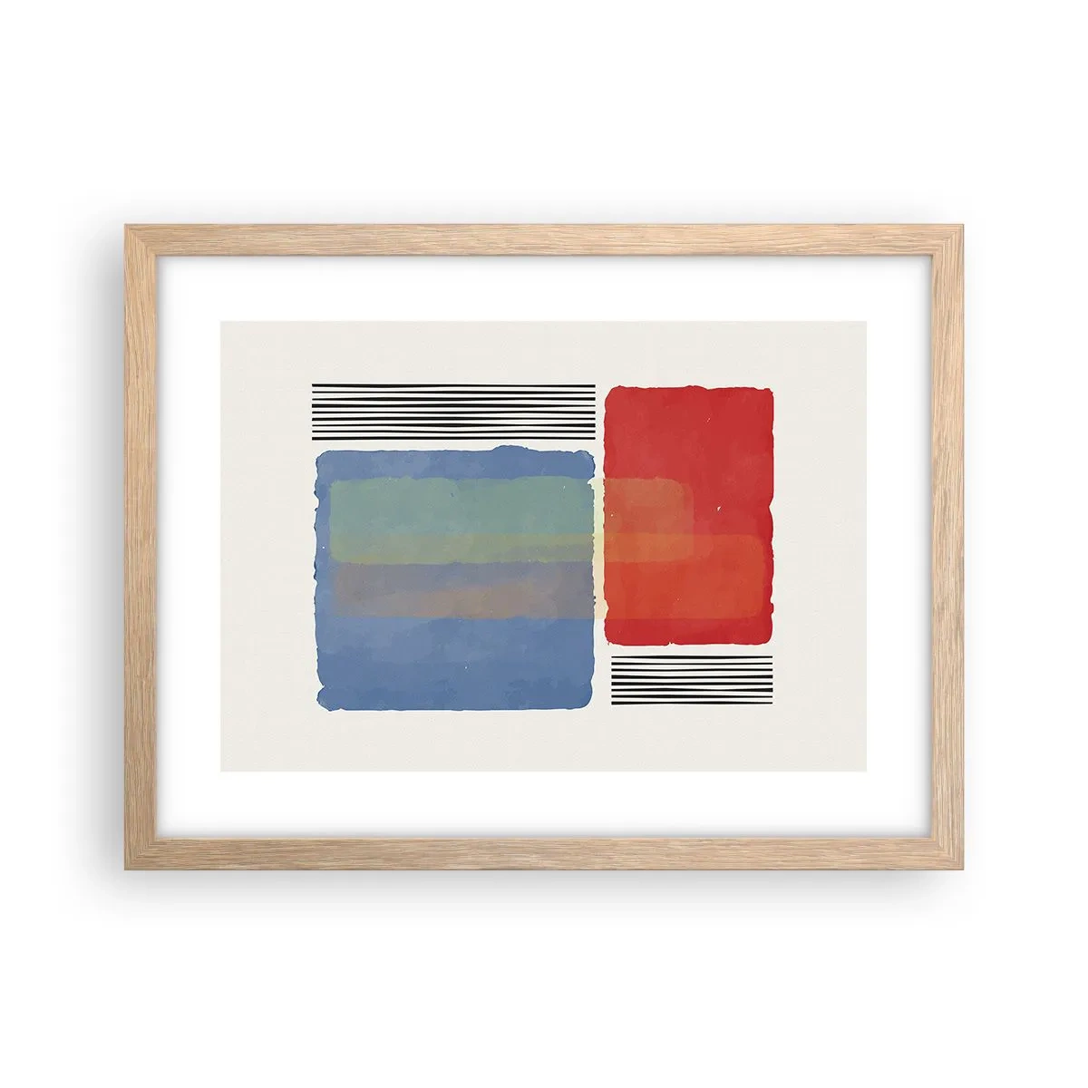 Plakat i ramme af lyst egetræ - Geometriens ånd og bogstav - 40x30 cm