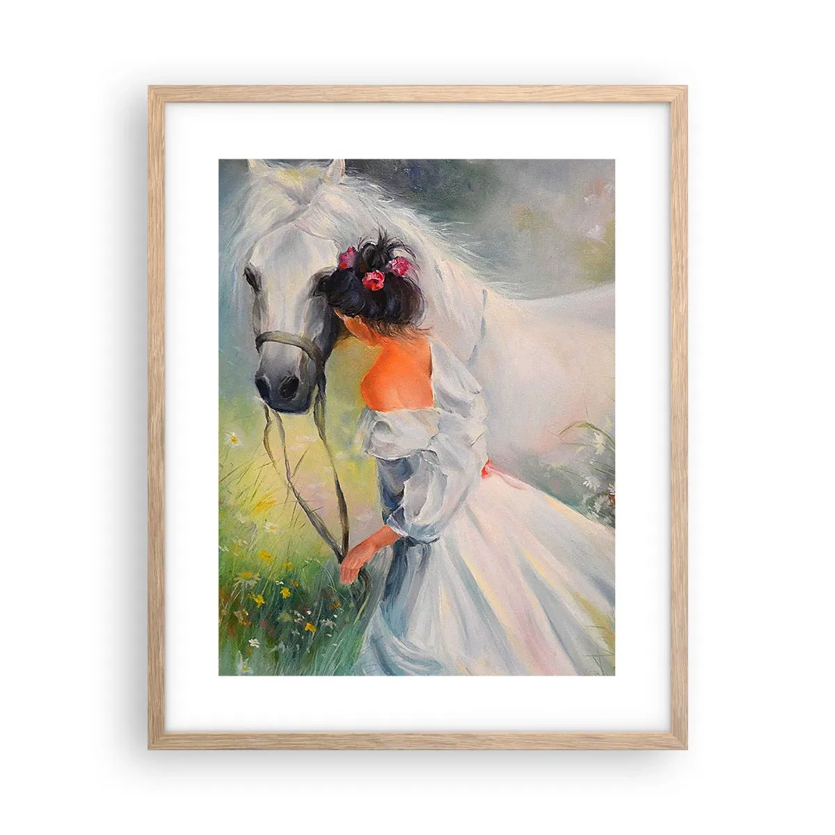 Plakat i ramme af lyst egetræ - Som fra en smuk drøm - 40x50 cm