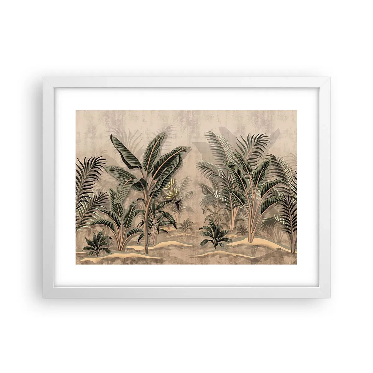 Plakat i hvid ramme - Gravering i kolonistil - 40x30 cm