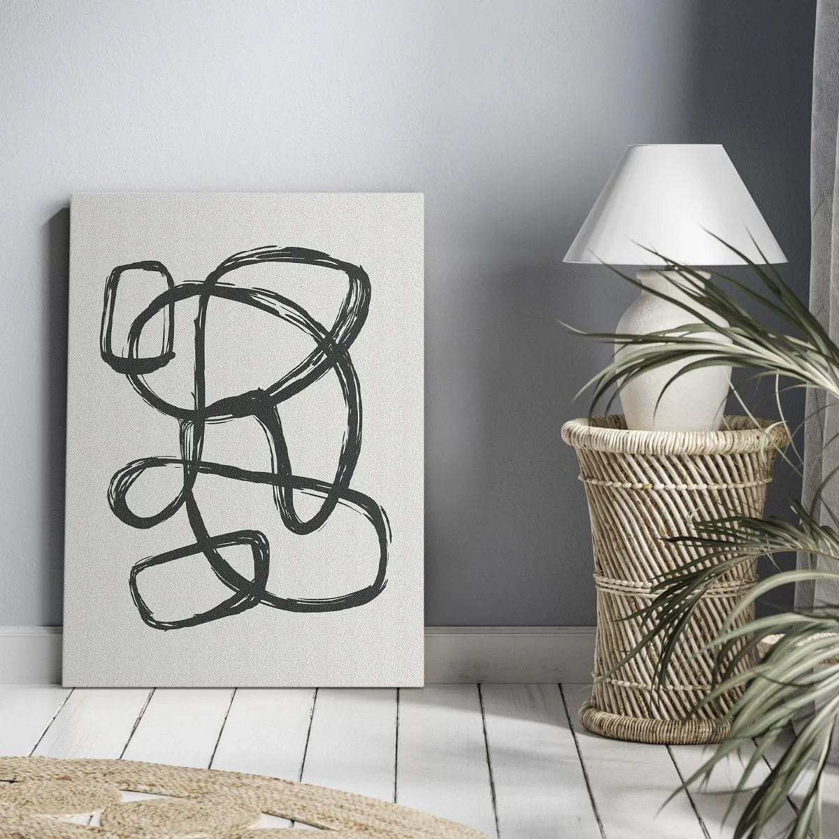 Lærredstryk - Billede på lærred - Loopet abstraktion - 50x70 cm