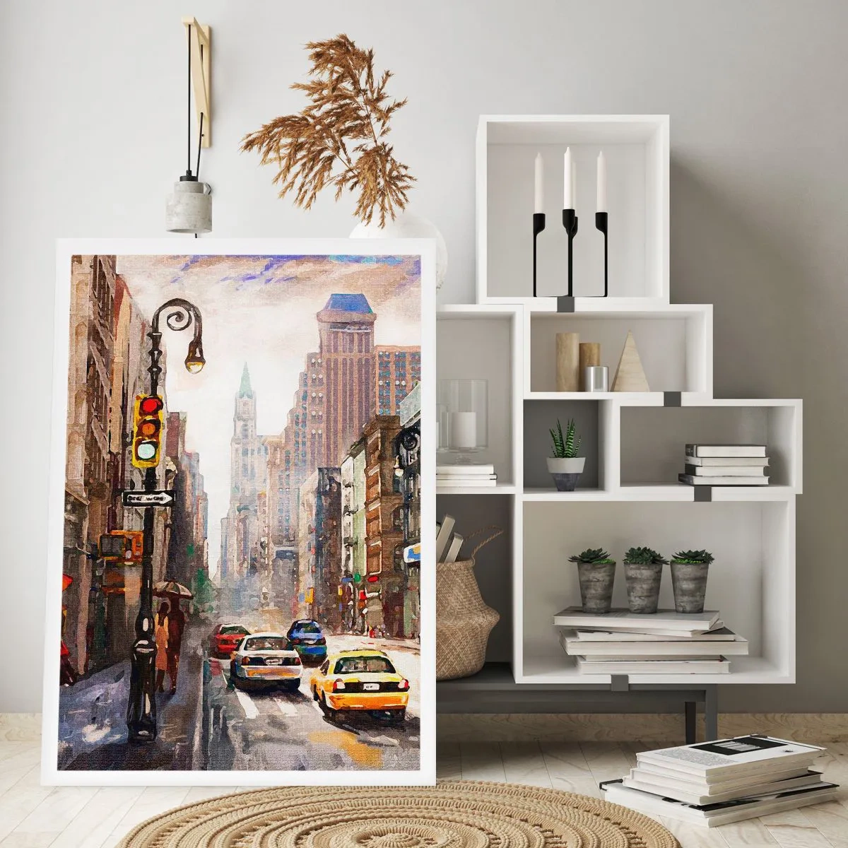 Plakat - New York - også farverig i regnvejr - 40x50 cm