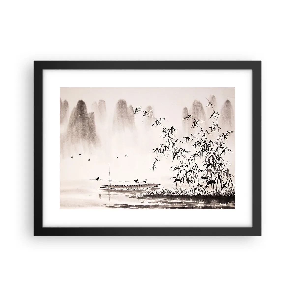 Plakat i sort ramme - Stilhed i rismarkerne - 40x30 cm