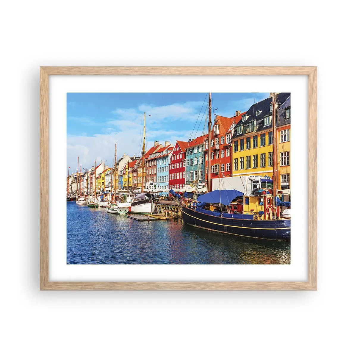 Plakat i ramme af lyst egetræ - Glædelig kaj - 50x40 cm