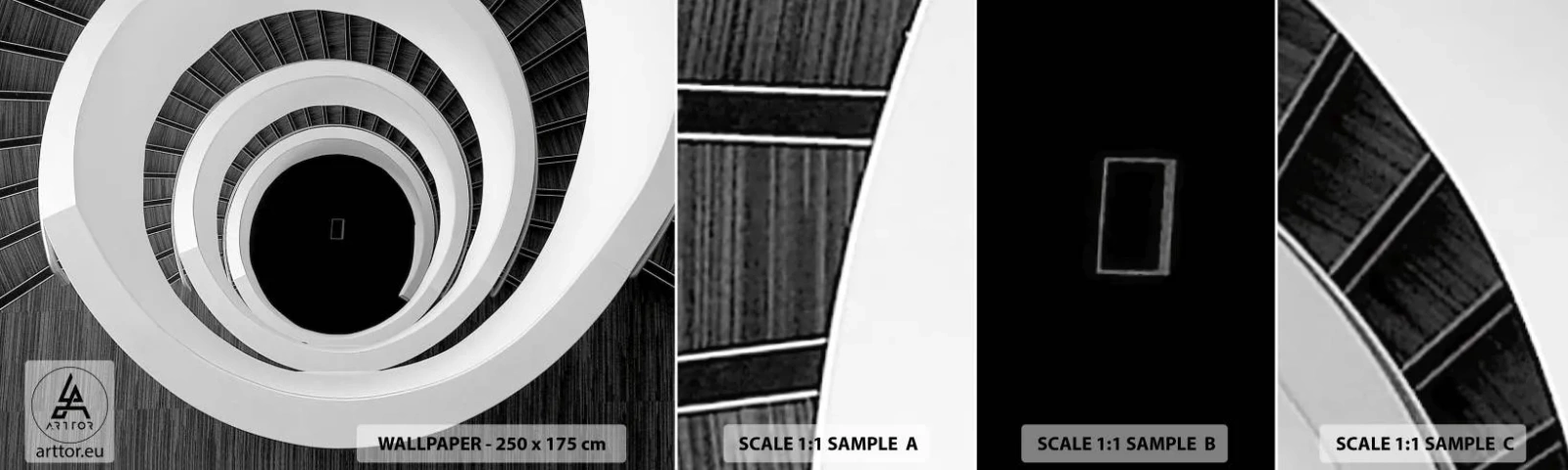 Prøve Fototapet Selvklæbende Deluxe Sticker - Til sagen - Stykke, Abstraktion, Vindeltrappe - 100x30 cm