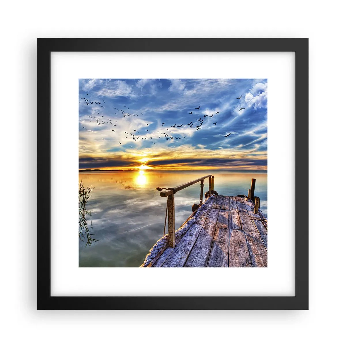 Plakat i sort ramme - Vinden går til ro - 30x30 cm