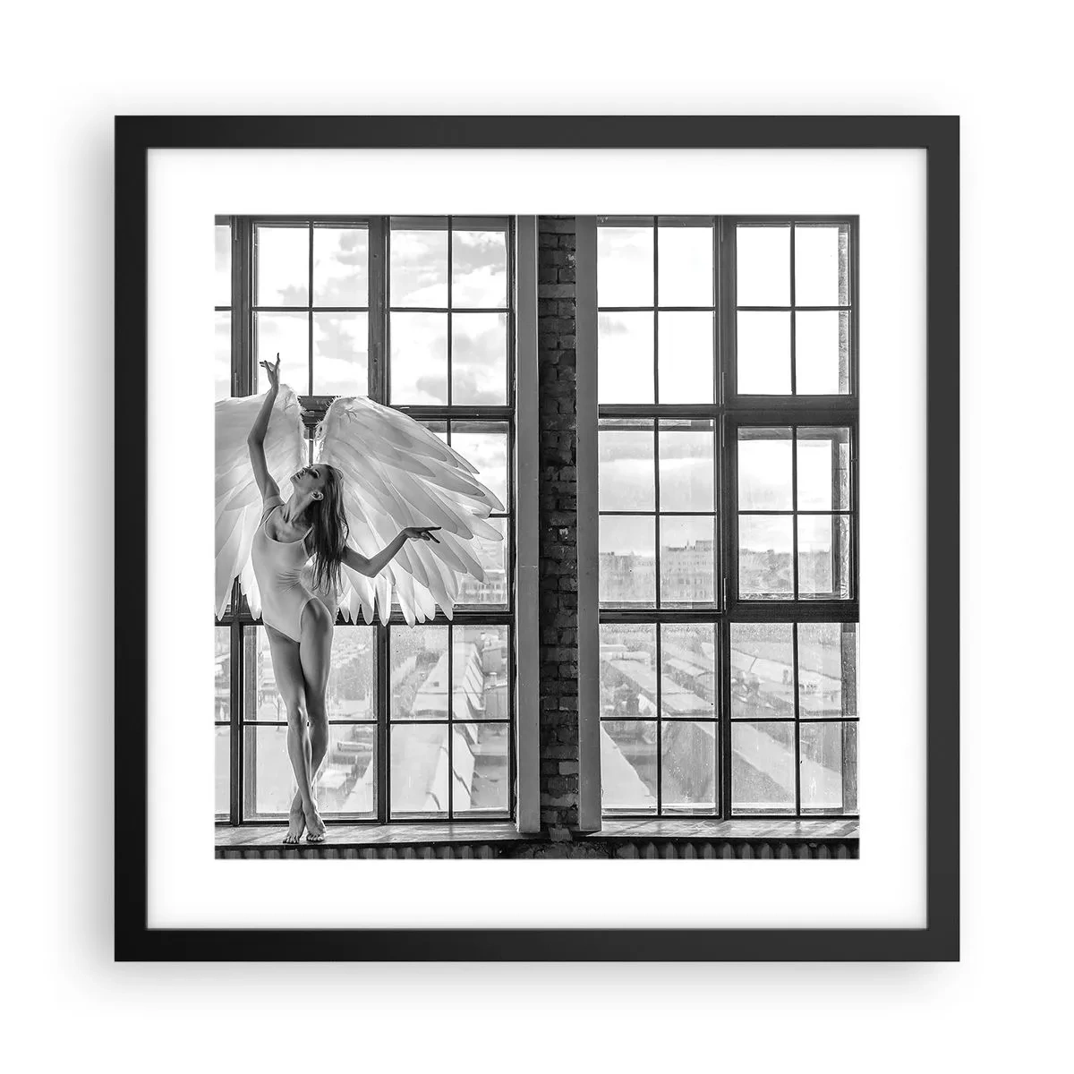 Plakat i sort ramme - Englenes by? - 40x40 cm