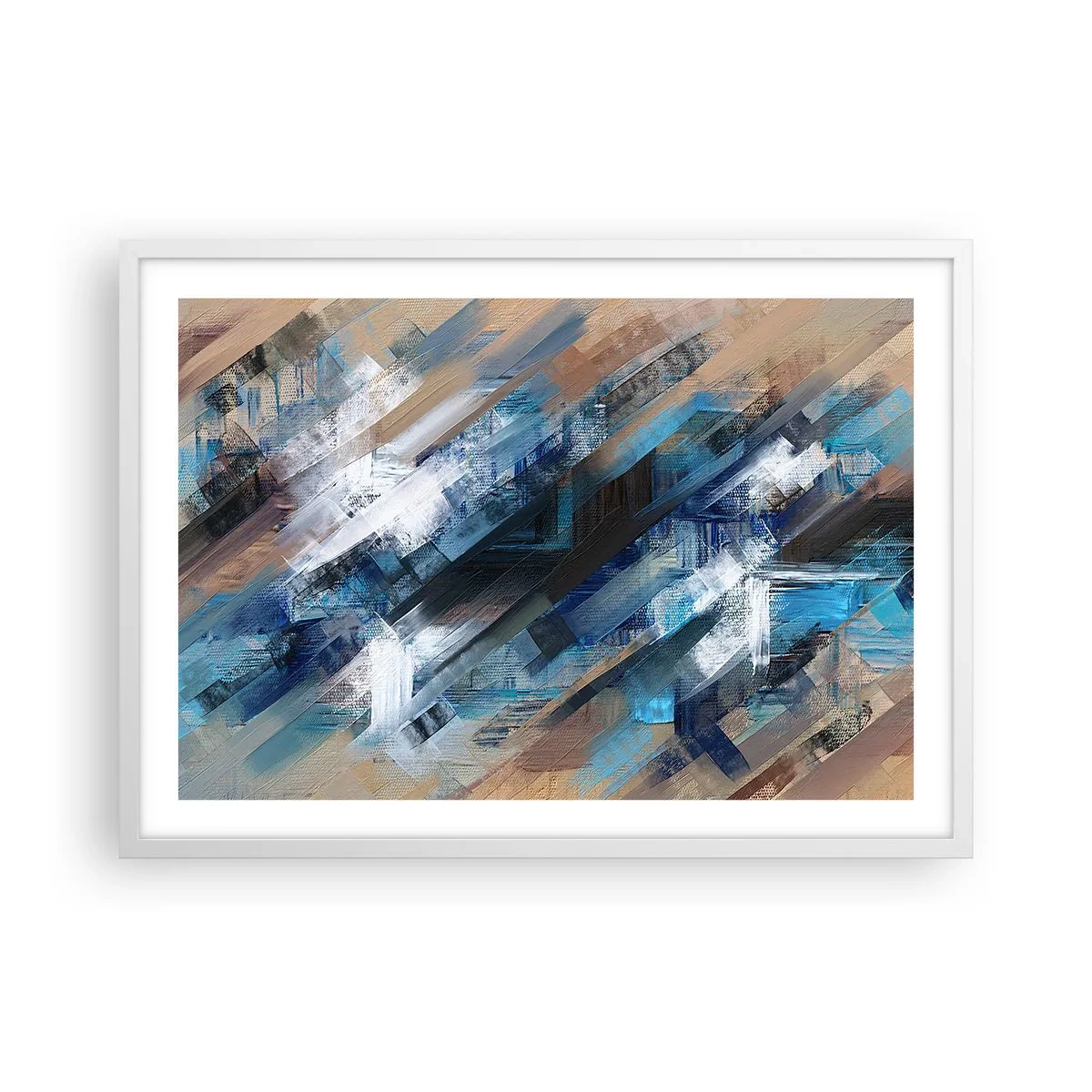 Plakat i hvid ramme - På en blå skråning - 70x50 cm