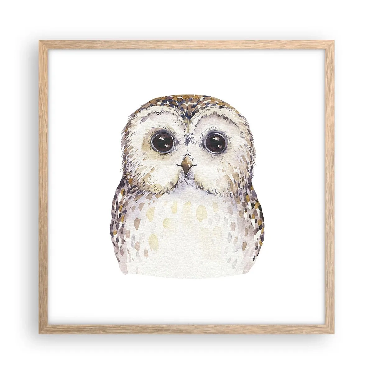 Plakat i ramme af lyst egetræ - Se mig i øjnene - 50x50 cm