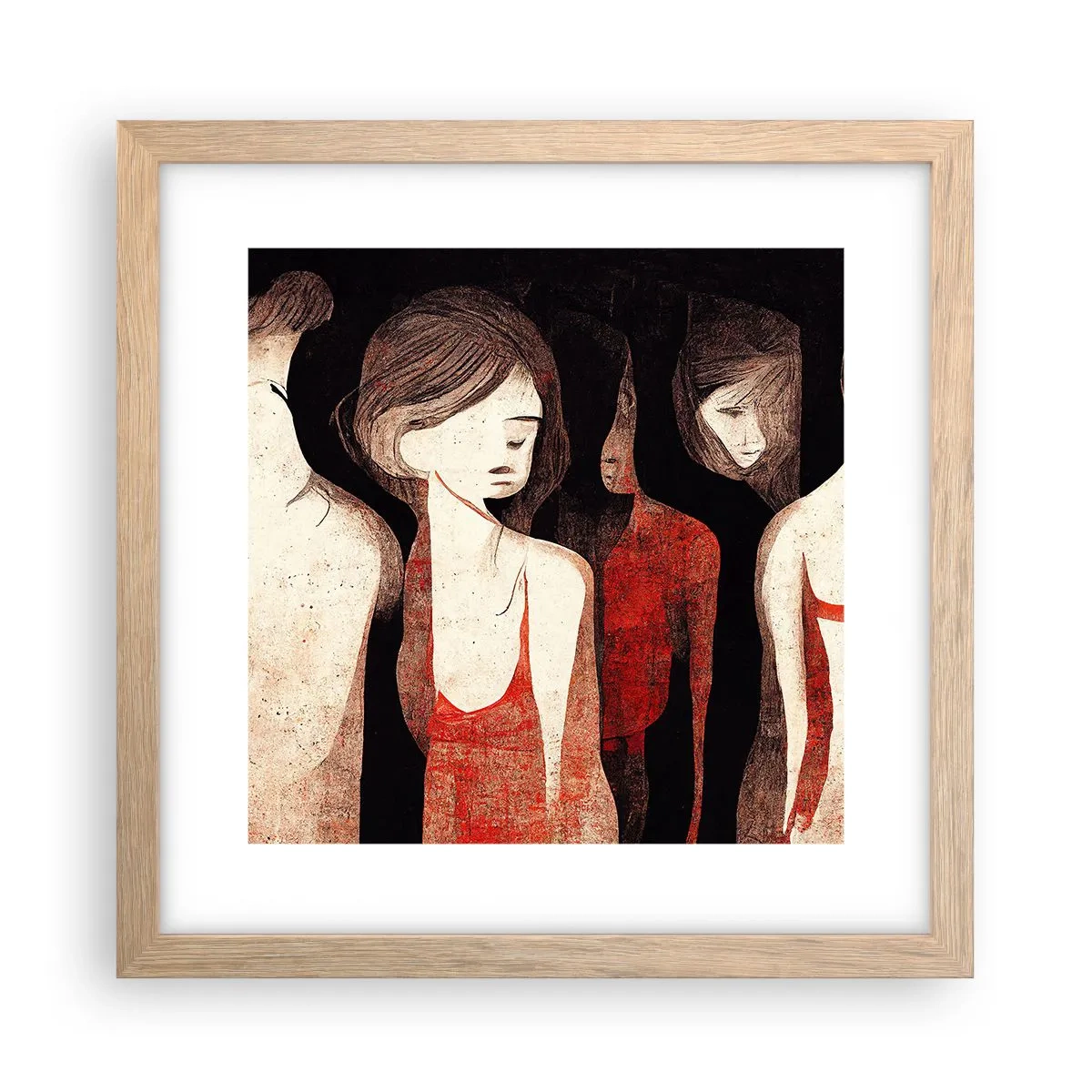 Plakat i ramme af lyst egetræ - Mørkets madonnaer - 30x30 cm