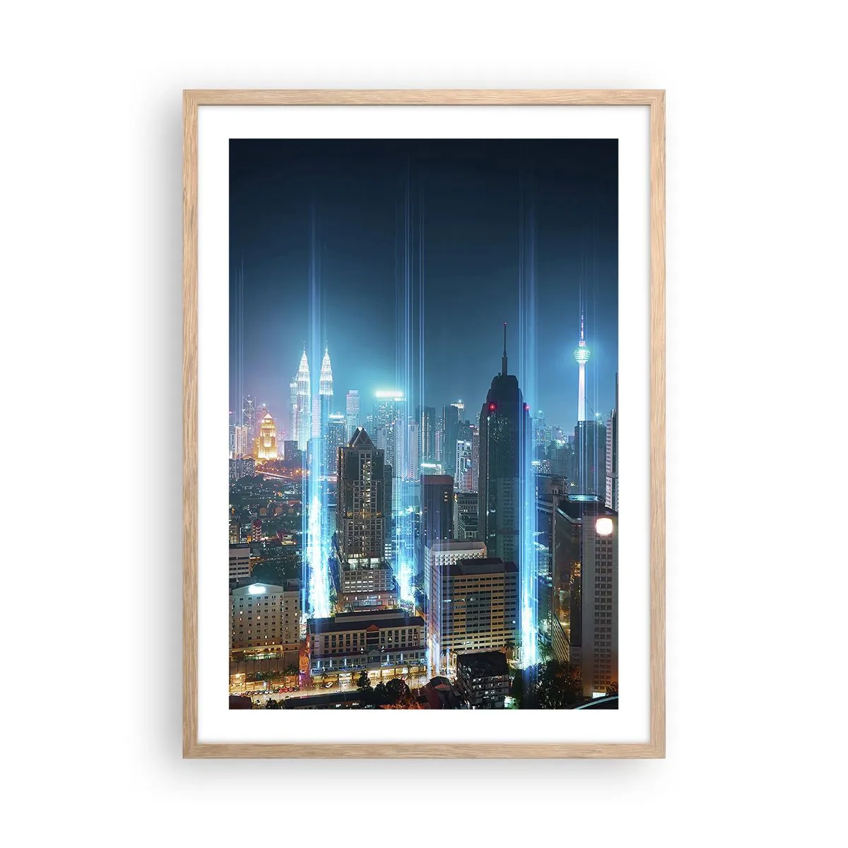 Plakat i ramme af lyst egetræ - Berlin til himlen - 50x70 cm