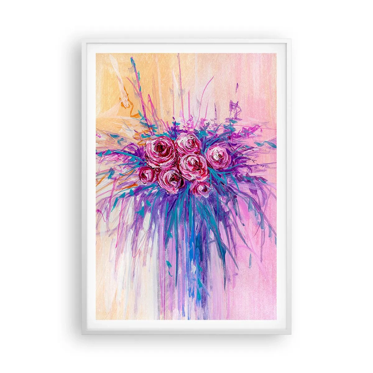 Plakat i hvid ramme - Rose springvand - 70x100 cm