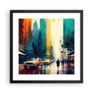 Plakat i sort ramme - New York - her er selv regnen farverig - 40x40 cm