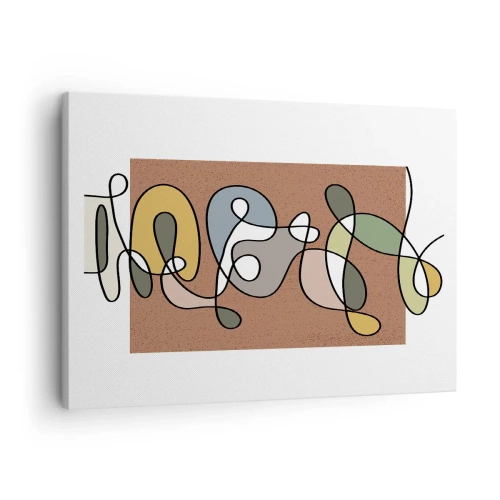 Lærredstryk - Billede på lærred - Farverig abstraktion med pletter og linjer - 70x50cm - En abstraktion, der er værd at smile over - Moderne vægdekoration til stue og soveværelse ARTTOR