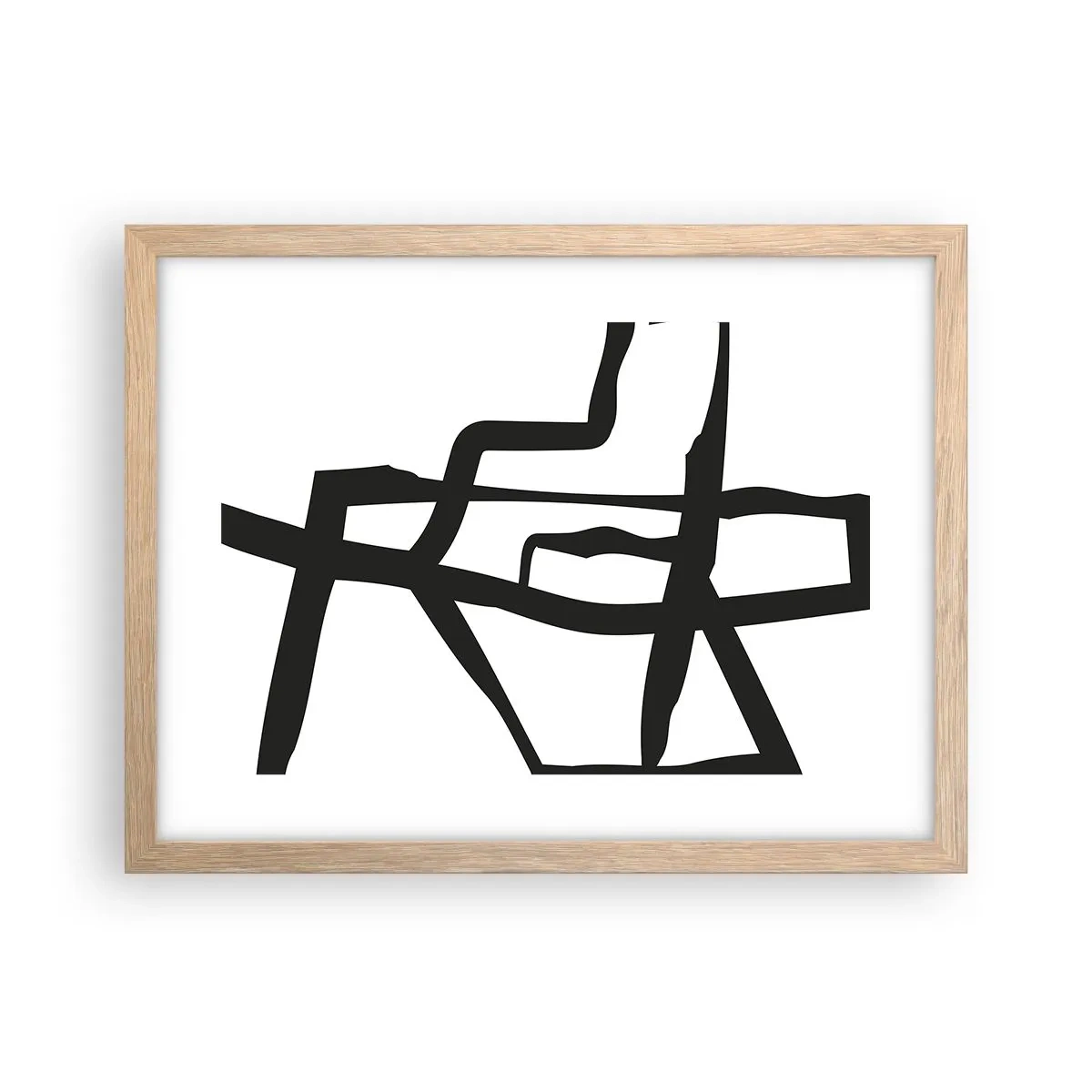 Plakat i ramme af lyst egetræ - Sort og hvid konstruktion - 40x30 cm