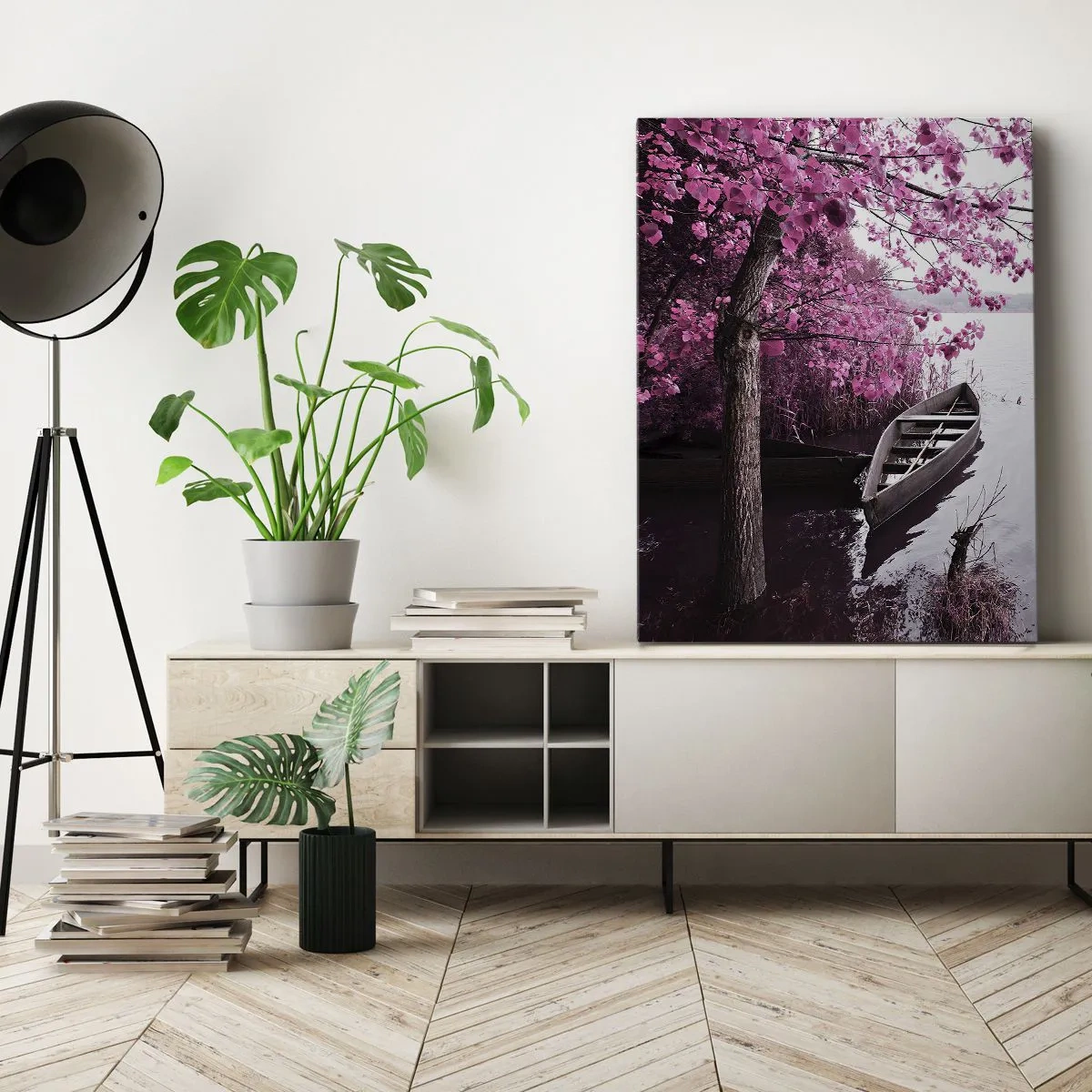 Lærredstryk - Billede på lærred - I lyserød stilhed - 50x70 cm