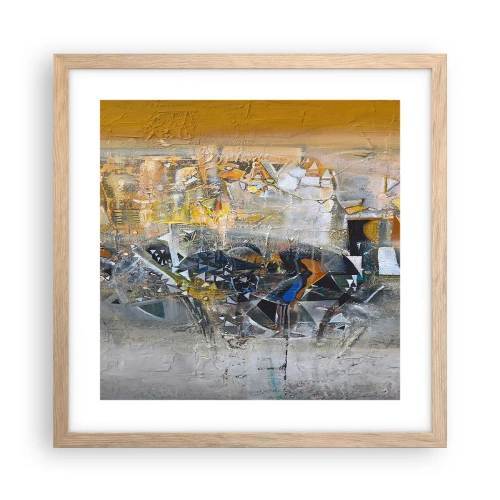 Plakat i ramme af lyst egetræ - Alt vil falde på plads - 40x40 cm