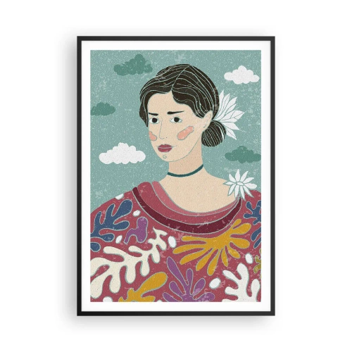 Plakat i sort ramme - Med melankoli i dit blik - 70x100 cm