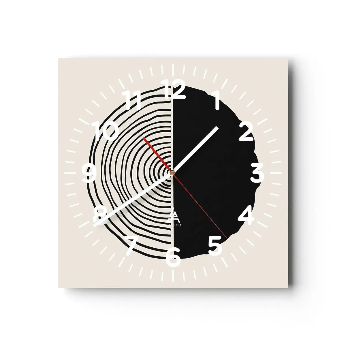 Vægur, Uret - Halvt og halvt - 40x40 cm