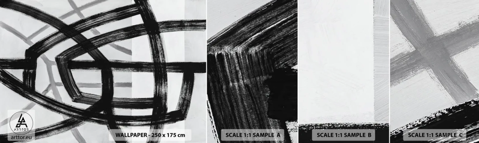 Prøve Fototapet Selvklæbende Deluxe Sticker - Opbygning af dybde - Tankestreger, Stykke, Moderne - 100x30 cm