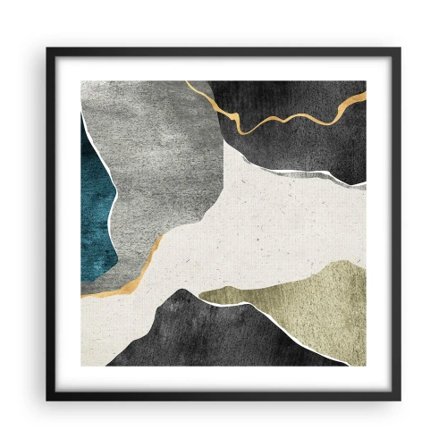Plakat i sort ramme - Mosaikkomposition med en streng af guld - 50x50 cm