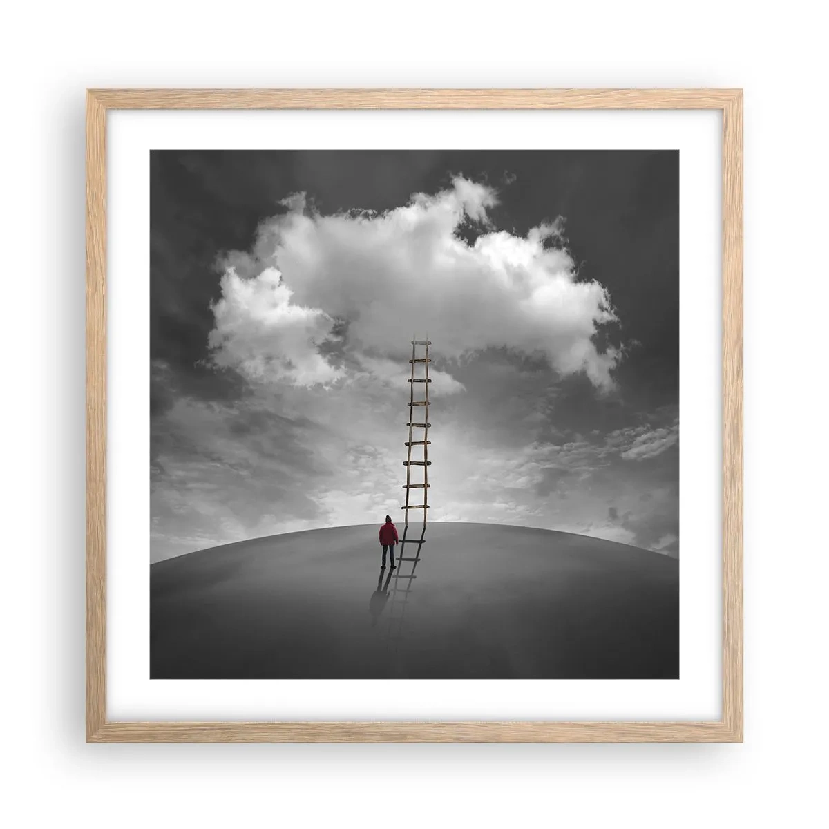 Plakat i ramme af lyst egetræ - Alt er muligt - 50x50 cm