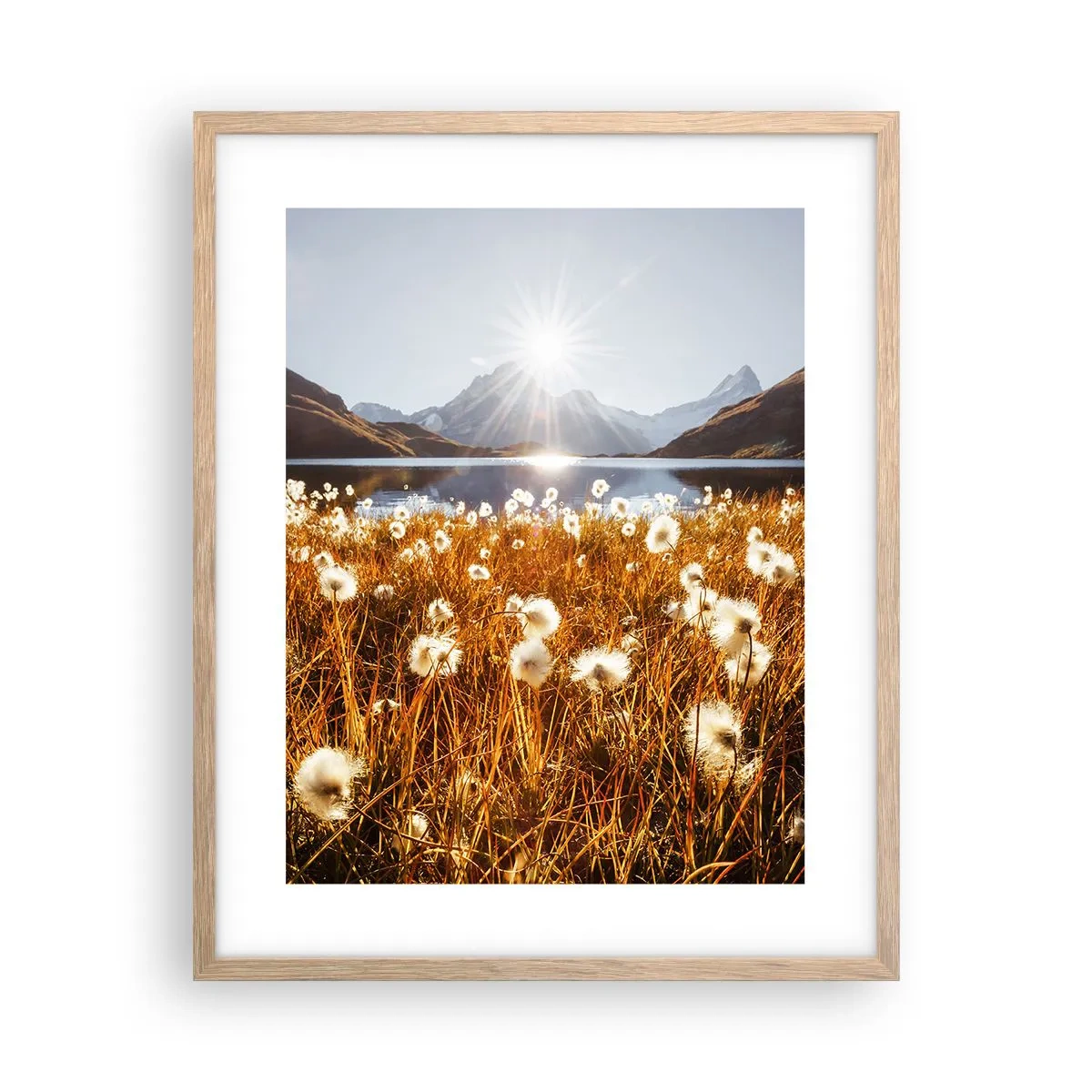 Plakat i ramme af lyst egetræ - Hårdhed af sten, blødhed af græs - 40x50 cm
