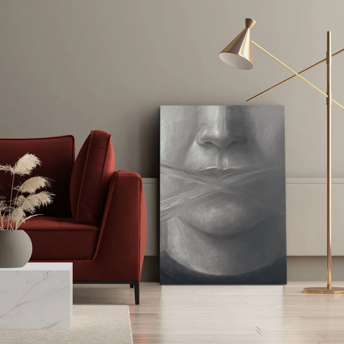 Lærredstryk - Billede på lærred - Ikke et ord - 65x120 cm