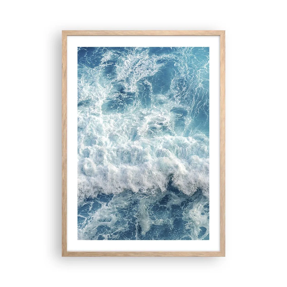 Plakat i ramme af lyst egetræ - Glædeligt og i spring - 50x70 cm