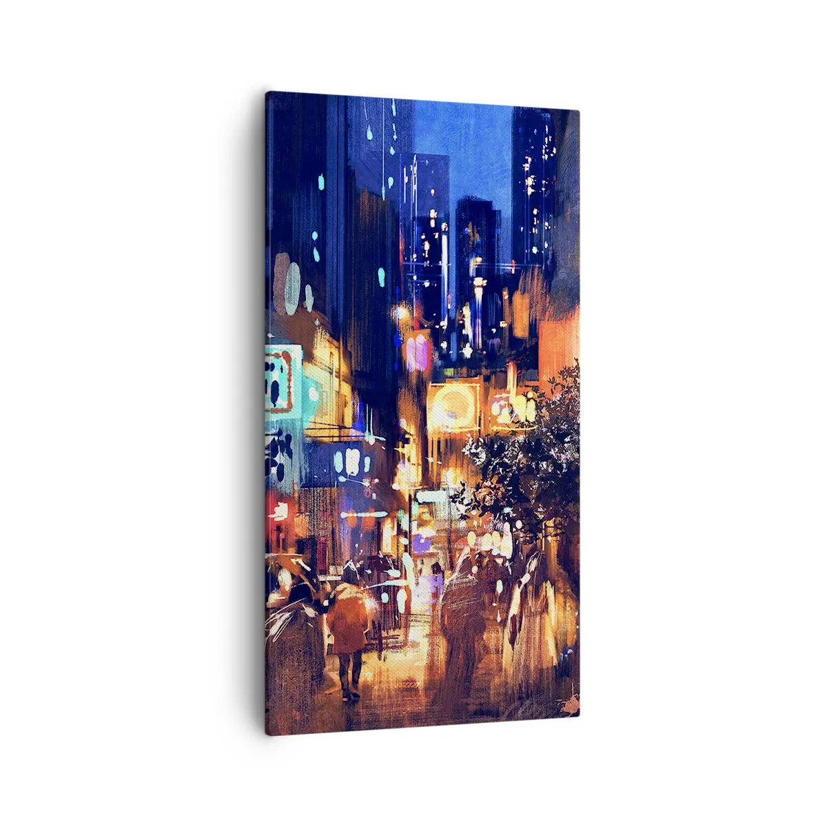 Lærredstryk - Billede på lærred - Og byen sover ikke - 55x100 cm