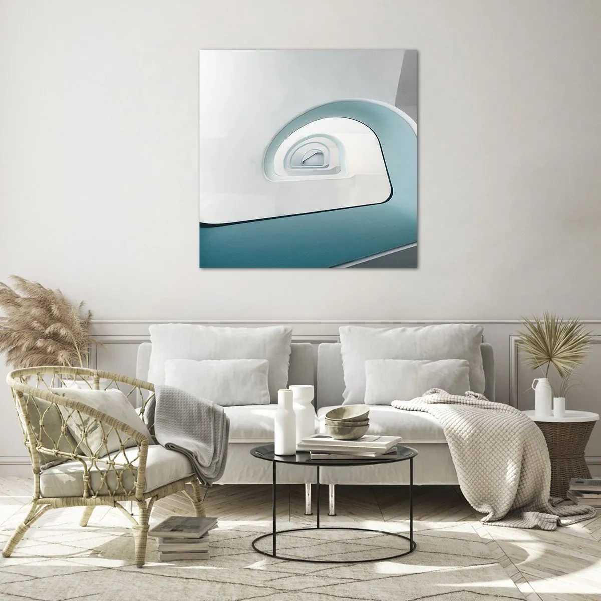 Billede på glas - Til bunden af det blå - 70x70 cm