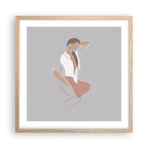 Plakat i ramme af lyst egetræ - Omrids af nåde - 50x50 cm