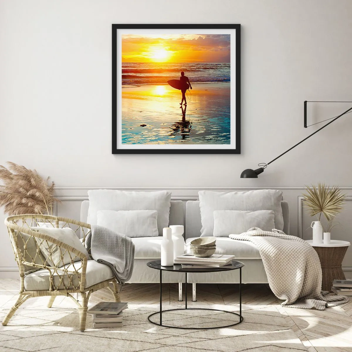 Plakat i sort ramme - Krigerens tilbagevenden - 60x60 cm