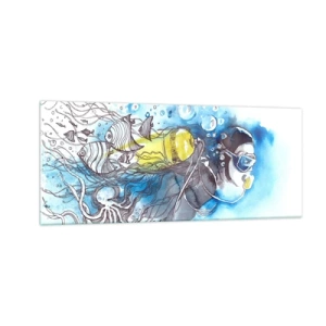 Billede på glas - Stor blå - 100x40 cm