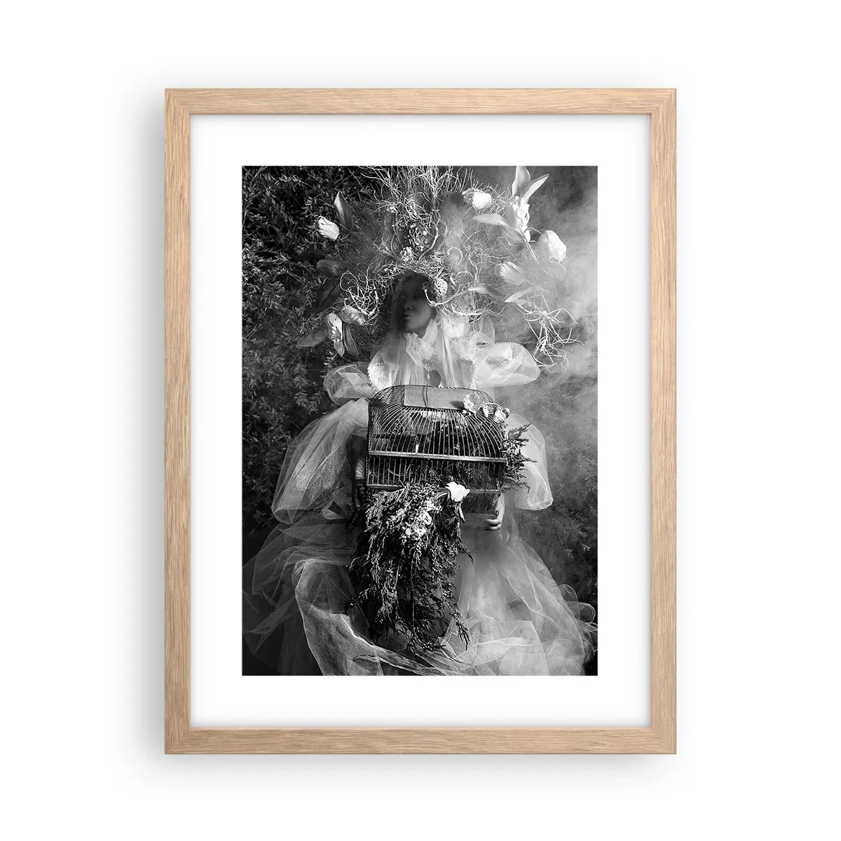 Plakat i ramme af lyst egetræ - Selve Moder - Naturen - 30x40 cm