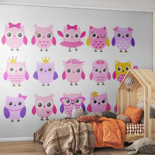 Fototapet Standard Eco - Den ene er sødere end den anden - Fugle, Ugle, For børn - 250x175 cm